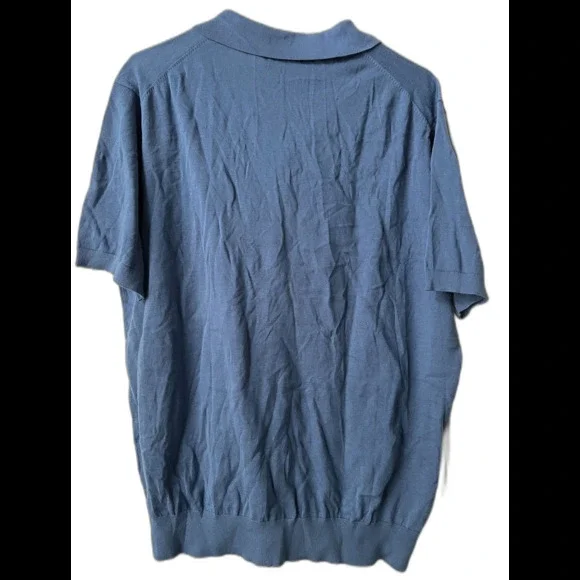 NEW Collars & Co Pure Cotton Polo Knit Navy Shirt Men's Large Short Sleeve Golf - Picture 4 of 6